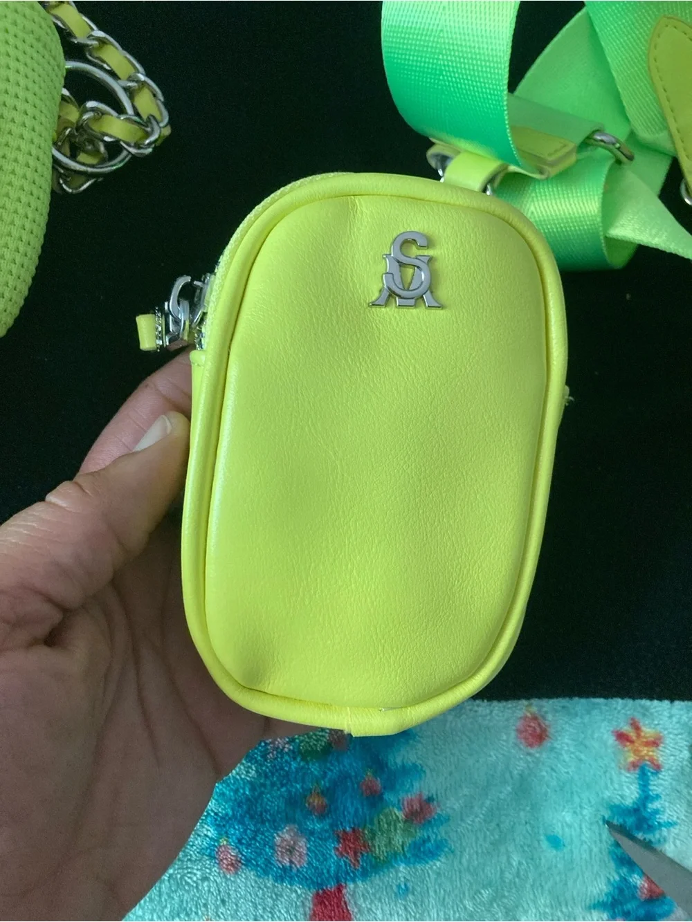 Steve Madden Neon Yellow Crossbody Belt Bag with Detachable Pouch